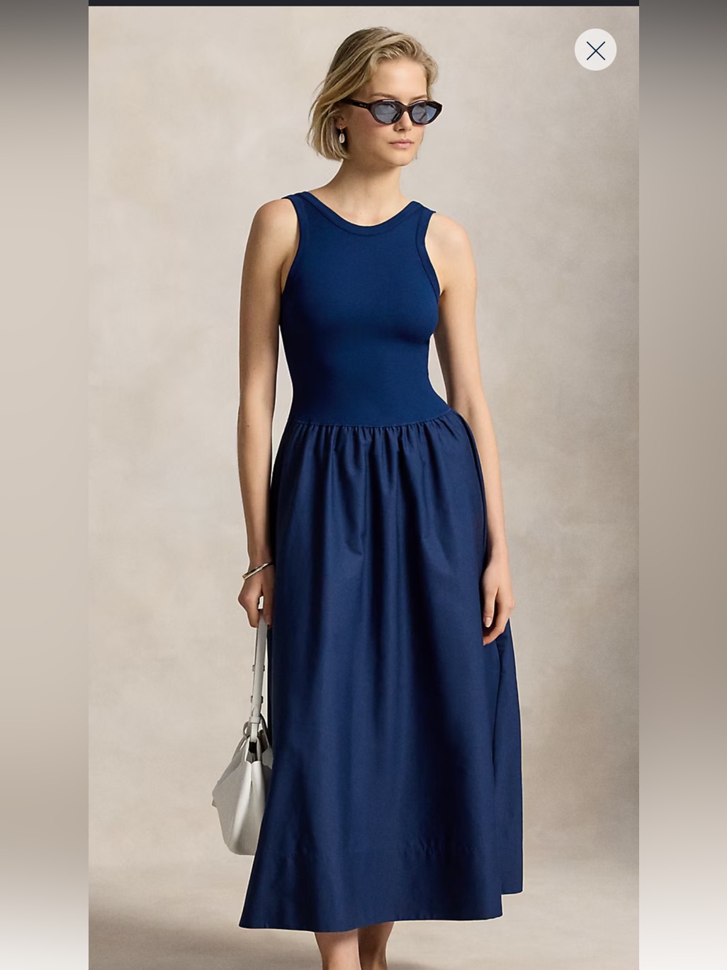 Polo Ralph Lauren Ponte-Bodice Sleeveless Cotton Skirt Dress Navy Size Xl Nwt